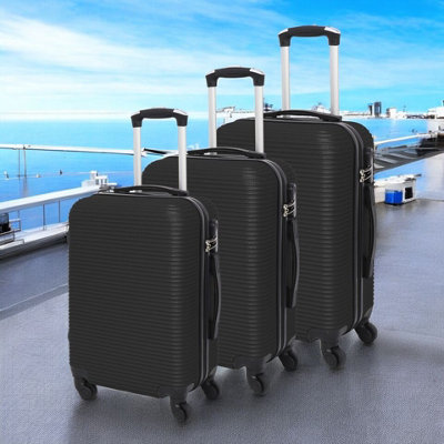 Segawe 3-Piece Hardside Expandable Spinner Luggage Set - Black ABS Trolley (22.5/26.3/30 In)