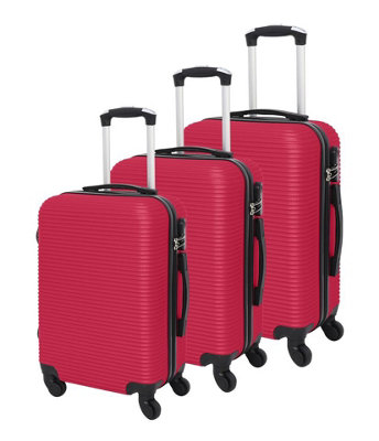 LUGGIT 3 Pcs Travel Lightweight Trolley Luggage Suitcase Set of 3 Sizes ABS Shell Parallel Line