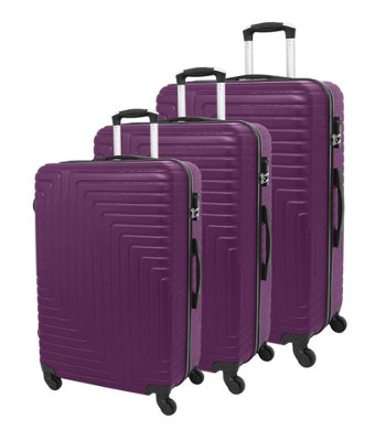 LUGGIT 3 Pcs Travel Lightweight Trolley Luggage Suitcase Set of 3 Sizes ABS Shell Ridged Line