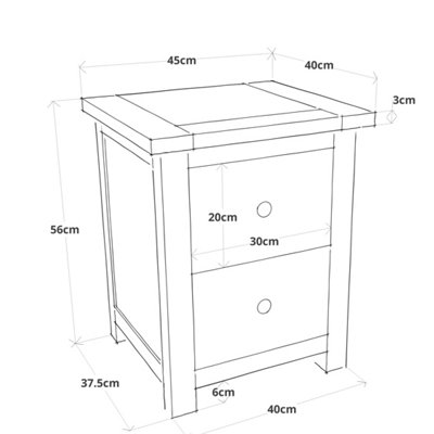 Lugo 2 Drawer Bedside Table Brass Knob