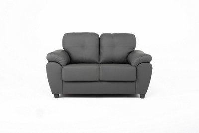 Lugo 2 Seater Sofa Faux Leather Grey
