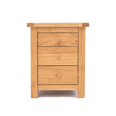 Lugo 3 Drawer Bedside Table Wood Knob