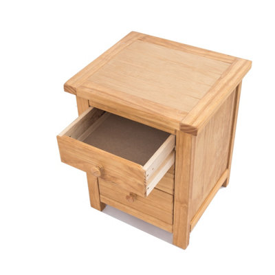 Lugo 3 Drawer Bedside Table Wood Knob
