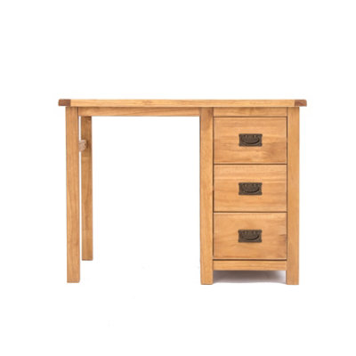Lugo 3 Drawer Desk - Dressing Table Brass Drop Handle