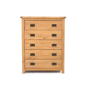 Lugo 5 Drawer Chest of Drawers Bras Drop Handle