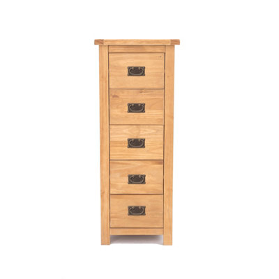 Lugo 5 Drawer Narrow Chest of Drawers Bras Drop Handle