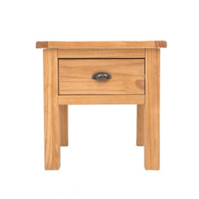 Lugo Waxed 1 Drawer Side Table Brass Cup Handle