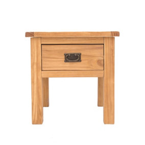 Lugo Waxed 1 Drawer Side Table Brass Drop Handle