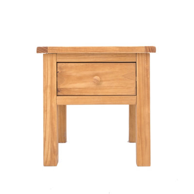 Lugo Waxed 1 Drawer Side Table Wood Knob