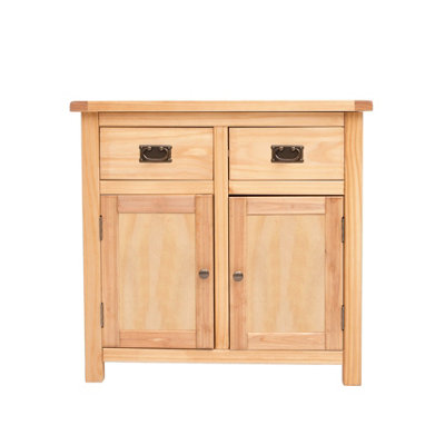 Lugo Waxed 2 Drawer 2 Door Sideboard Brass Drop Handle