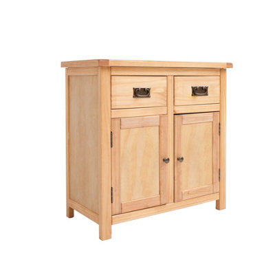 Lugo Waxed 2 Drawer 2 Door Sideboard Brass Drop Handle