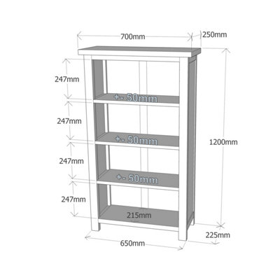 Lugo Waxed Bookcase 120x70x25cm
