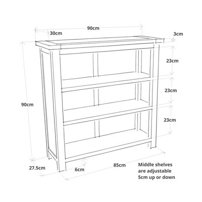 Lugo Waxed Bookcase 90x90x30cm
