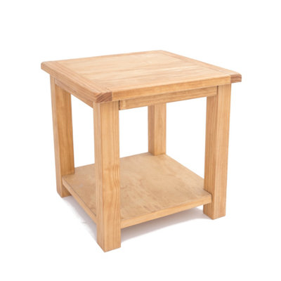 Lugo Waxed Side Table with Shelf