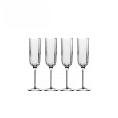 Luigi Bormioli Bach Clear Geometric Crystal Dishwasher Safe Champagne Prosecco Flutes Pack of 4