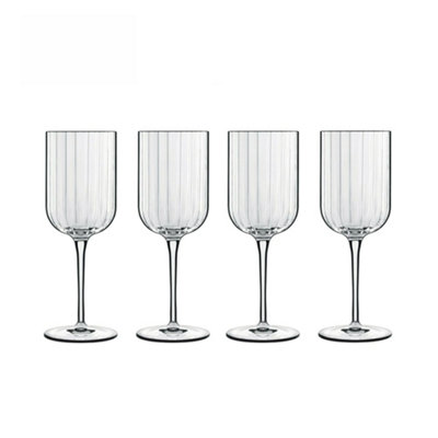 Luigi Bormioli Bach Clear Geometric Crystal Dishwasher Safe Red Wine Glasses Set Large Size Pack of 4