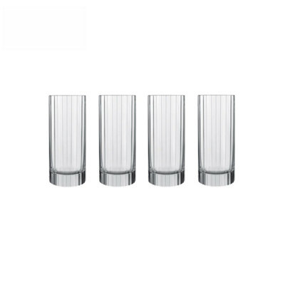 Luigi Bormioli Bach Clear Round Crystal Dishwasher Safe Hi-Ball Cocktail Water Glass Set Pack of 4