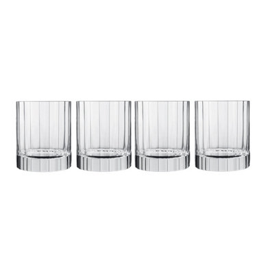 Luigi Bormioli Bach Clear Round Crystal Modern Whiskey Glasses Set 335ml Pack of 4