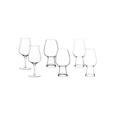 Luigi Bormioli Birrateque Clear Round Crystal Dishwasher Safe Modern Pint Glasses Set Pack of 6