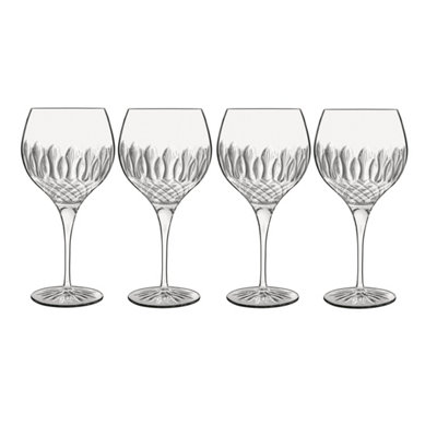 Luigi Bormioli Diamante Clear Round Crystal Dishwasher Safe Gin Glasses Set 650ml Pack of 4