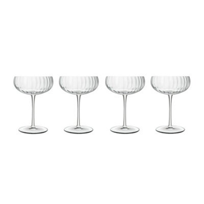 Luigi Bormioli Optica Clear Round Crystal Dishwasher Safe Modern Champagne Glasses Set 300ml Pack of 4