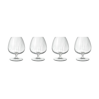 Luigi Bormioli Optica Clear Round Crystal Dishwasher Safe Modern Cognac Glasses Set 465ml Pack of 4