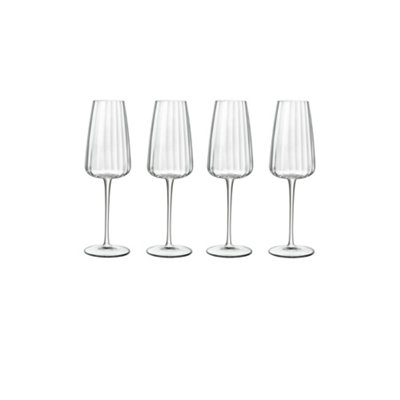 Luigi Bormioli Optica Clear Round Crystal Dishwasher Safe Sparkling Wine Glasses Set 210ml Pack of 4