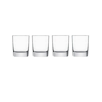 Luigi Bormioli Strauss Clear Round Crystal Dishwasher Safe Whisky Glasses Set 285ml Pack of 4