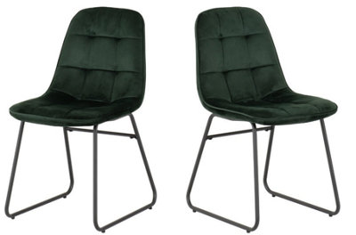Lukas Chair Emerald Green Dining Chair x2 Velvet Fabric Priced per Pair