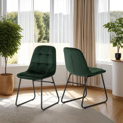 Lukas Chair Emerald Green Dining Chair x2 Velvet Fabric Priced per Pair