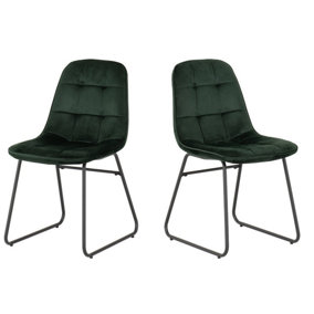 Lukas Chair Emerald Green Dining Chair x2 Velvet Fabric Priced per Pair