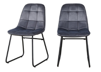 Lukas Chair Grey Dining Chair x2 Velvet Fabric Priced per Pair