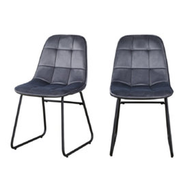 Lukas Chair Grey Dining Chair x2 Velvet Fabric Priced per Pair