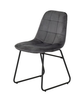 Lukas Chair Grey Dining Chair x2 Velvet Fabric Priced per Pair