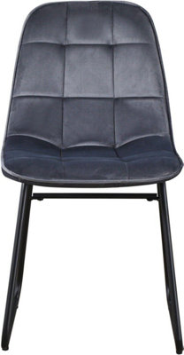 Lukas Chair Grey Dining Chair x2 Velvet Fabric Priced per Pair