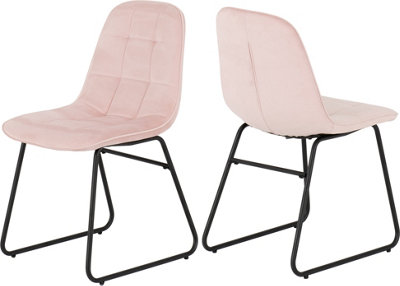 Lukas Chair Pink Dining Chair x2 Velvet Fabric Priced per Pair