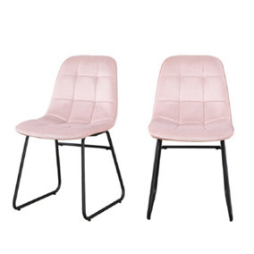 Lukas Chair Pink Dining Chair x2 Velvet Fabric Priced per Pair