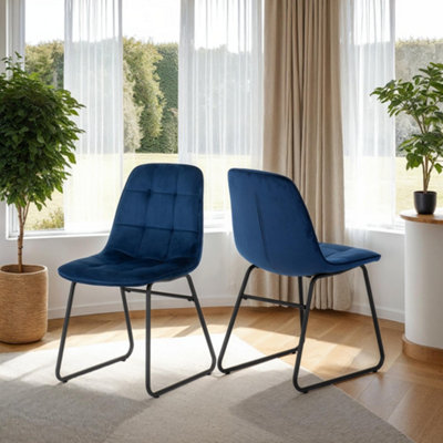 Lukas Chair Sapphire Blue Velvet Fabric Dining Chair x2 Priced Per Pair