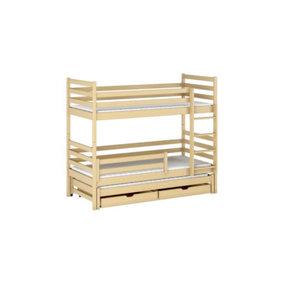 Luke Bunk Bed with Trundle and Storage In Pine and Foam Mattresses W1980mm x H1610mm x D980mm