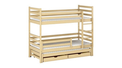 Luke Bunk Bed with Trundle and Storage In Pine W1980mm x H1610mm x D980mm