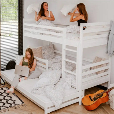 Luke Cotton Bunk Bed & Foam/Bonnell Mattress Set with Trundle & Storage ...