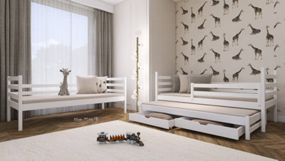 Luke Cotton Bunk Bed & Foam/Bonnell Mattress Set with Trundle & Storage ...