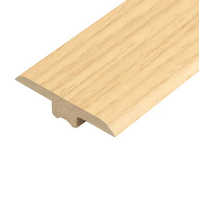 Lulea Pure Natural Oak T Section Twin Transition Laminate Wood Flooring MDF Threshold Trim 0.9m Length Door Bar Strip