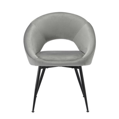 Lulu Grey Velvet Dining Chairs - Modern Elegance with Stylish Cut-Out Back (Pack of 2)