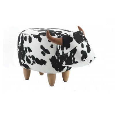 Lulu The Black and White Velvet Spotted Cow Footstool. Christmas Gift Idea.