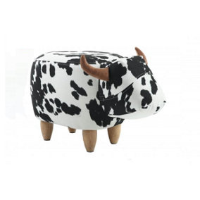 Lulu The Black and White Velvet Spotted Cow Footstool. Christmas Gift Idea.