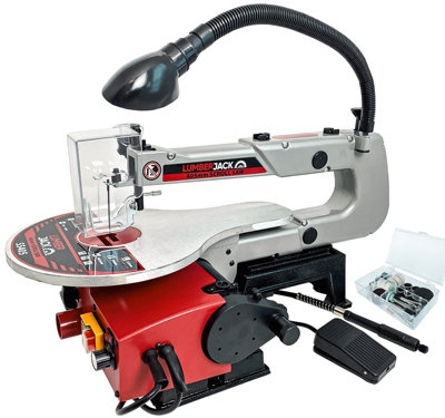 Lumberjack 16" Variable Speed Scroll Saw with LED Light Flexi Shaft & Foot Pedal