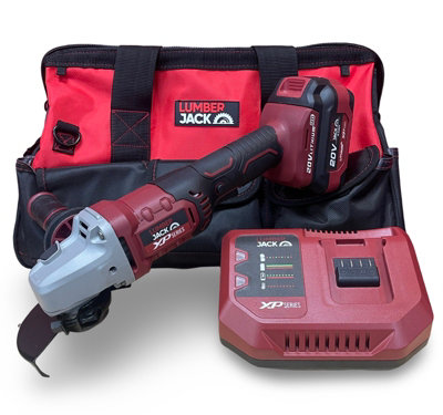 Lumberjack 20V 115mm Angle Grinder Kit 1x 4Ah Battery, Fast Charger & Small Carry Bag