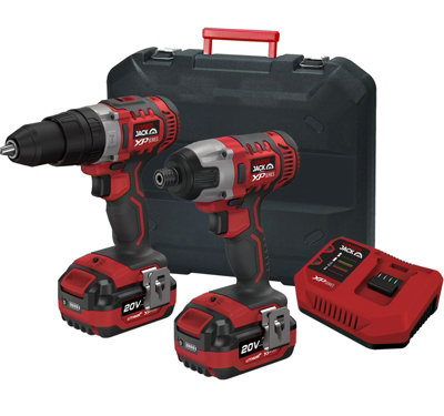 Lumberjack 20V Cordless Hammer Drill & Impact Driver Kit 2x 4Ah Li Ion
