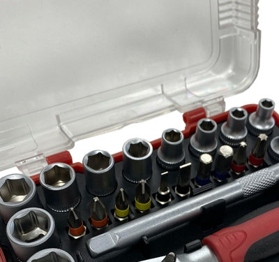 Lumberjack 25 Piece 1/4" Square Drive Metric Socket Set with Screwdriver Bits For DIY Home Workshop & Professional Use
